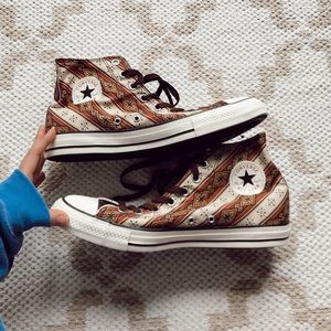 unisex burnt umber patterned converse